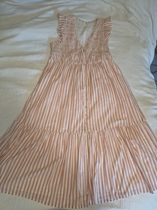 Anthropologie Dresses & Skirts - Anthropologie Peach and White Striped Button-Front Sundress